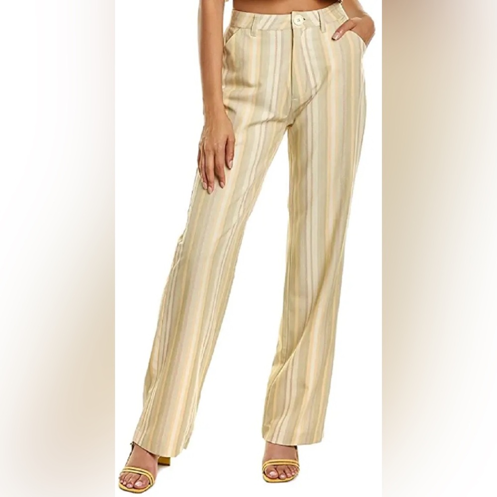 NWT Danielle Bernstein WeWoreWhat Yellow/Green Striped Pants
